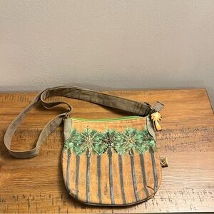 Paul Brent Brown and Green Palm Tree Crossbody Bag